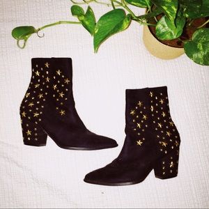 PrettyLittleThing | Black Suede Star Studded Boots